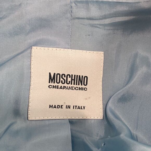 Moschino Blue w Beaded Buttons Belt Jacket - Picture 12 of 13